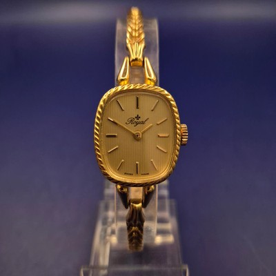 Elegante Royal Damen Uhr   Vintage-Stil in Gold-Optik mit Flechtarmband
