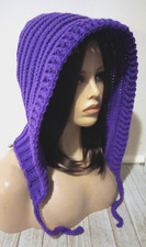 crochet handmade womans oversized hat hood pixie scoodie purple