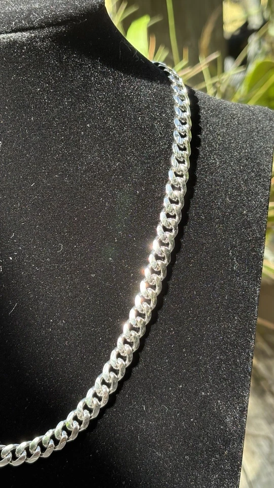 Solid Sterling Silver Cuban Curb Chain Necklace 8mm Link Heavy 58g 20in 925 - Image 3 of 4