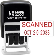 Mark 2000 Self-Inking Rubber Date Office Stamp with Scanned Phrase & Date - 