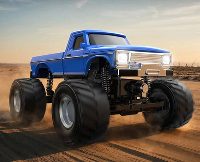 RC 1/36 Mini FORD PICK UP MONSTER TRUCK 4X4 W/ LED Lights -RTR- BLUE