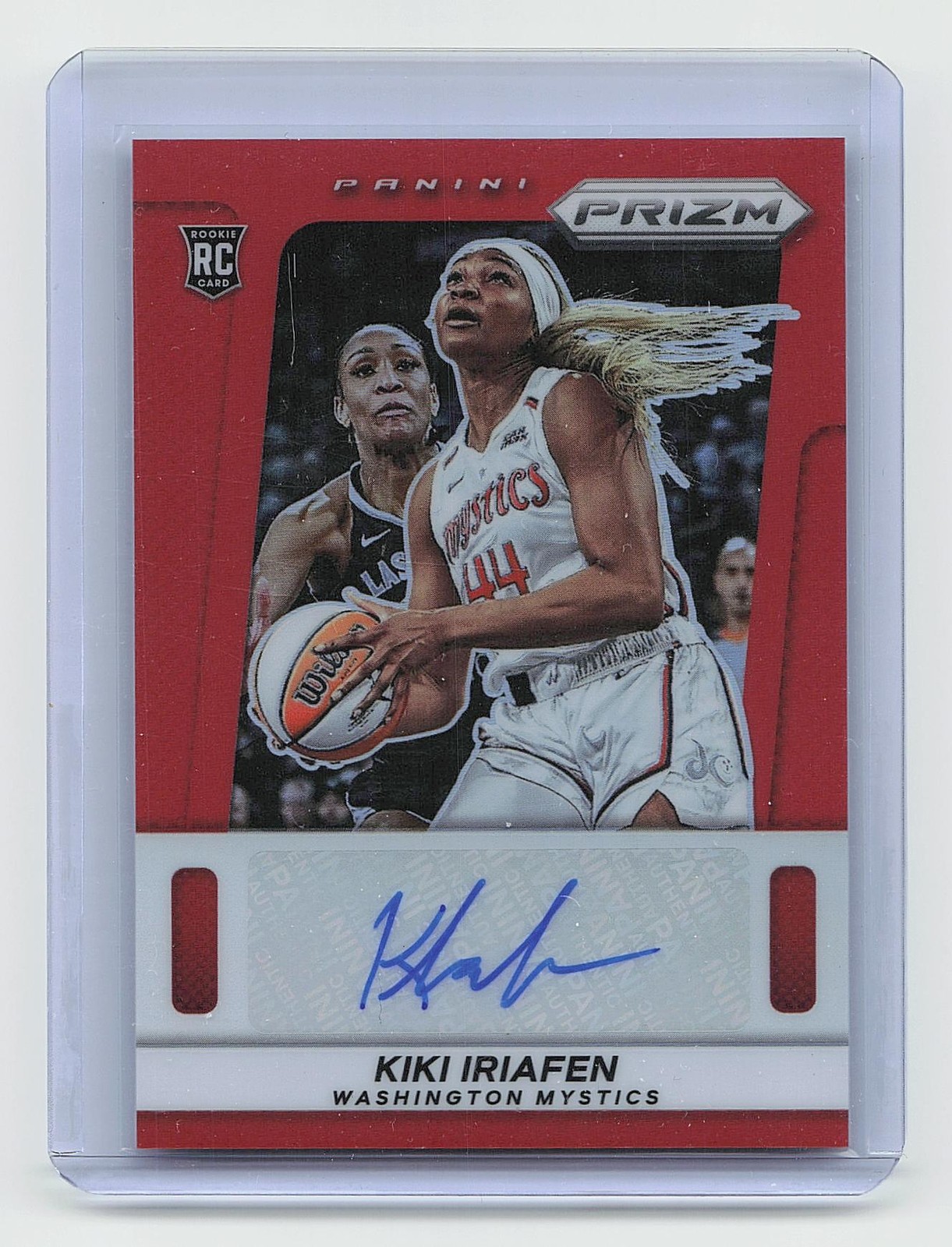2025 Panini Prizm WNBA #TB-KI Kiki Iriafen Throwback Signatures Red #/99 Rookie