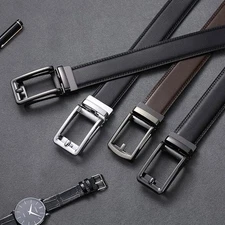 Genuine Leather Mens Ratchet Belt Belts For Men Adjustable Automatic Buckle
