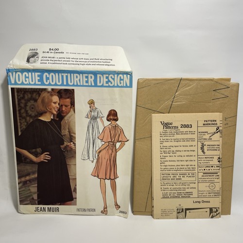 2883 New Vogue Couturier Design Jean Muir Evening Dress 2 Lengths Sz 10 Uncut - Picture 2 of 4