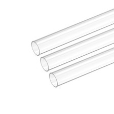 3 x Plastic Pipe Rigid Round Tube Clear 11mm ID 12mm OD 425mm High Impact