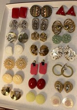Vintage Clip Earrings Lot Of 21 Pair Large Bold Excellent