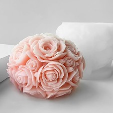 Rose Ball Round Candle Mold - Silicone 3D Molds for Candy  jh-flower-0648