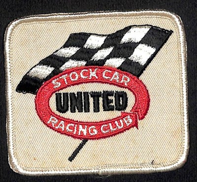 United Stock Car Racing Club Embroidered Patch w/ Checkered Flag 3'' x 3 1/2''