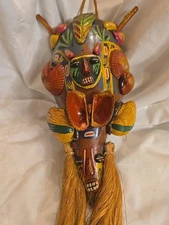 Vintage Hand Carved  Tribal Mask Indigenous South American Folk Art 17 Inches 