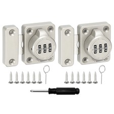 2Pcs Combination Cabinet Latch Metal Keyless Drawer Lock, Beige