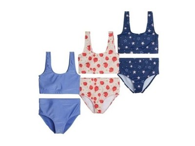 Real Essentials 3 Pack: Girl s 2-Piece Beach Sport Bikini Swimsuit UPF 50+