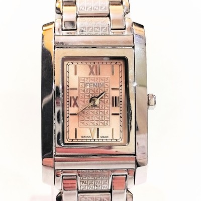◇稼働品 FENDI 7600L ループ ピンク文字盤 レクタン ズッカ Fendi 7600L Analog Quartz Women Loop Women'S Watch Pink Dial