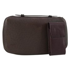 LOUIS VUITTON Taiga Clutch Bag 2 Set Bordeaux LV Auth bs34315