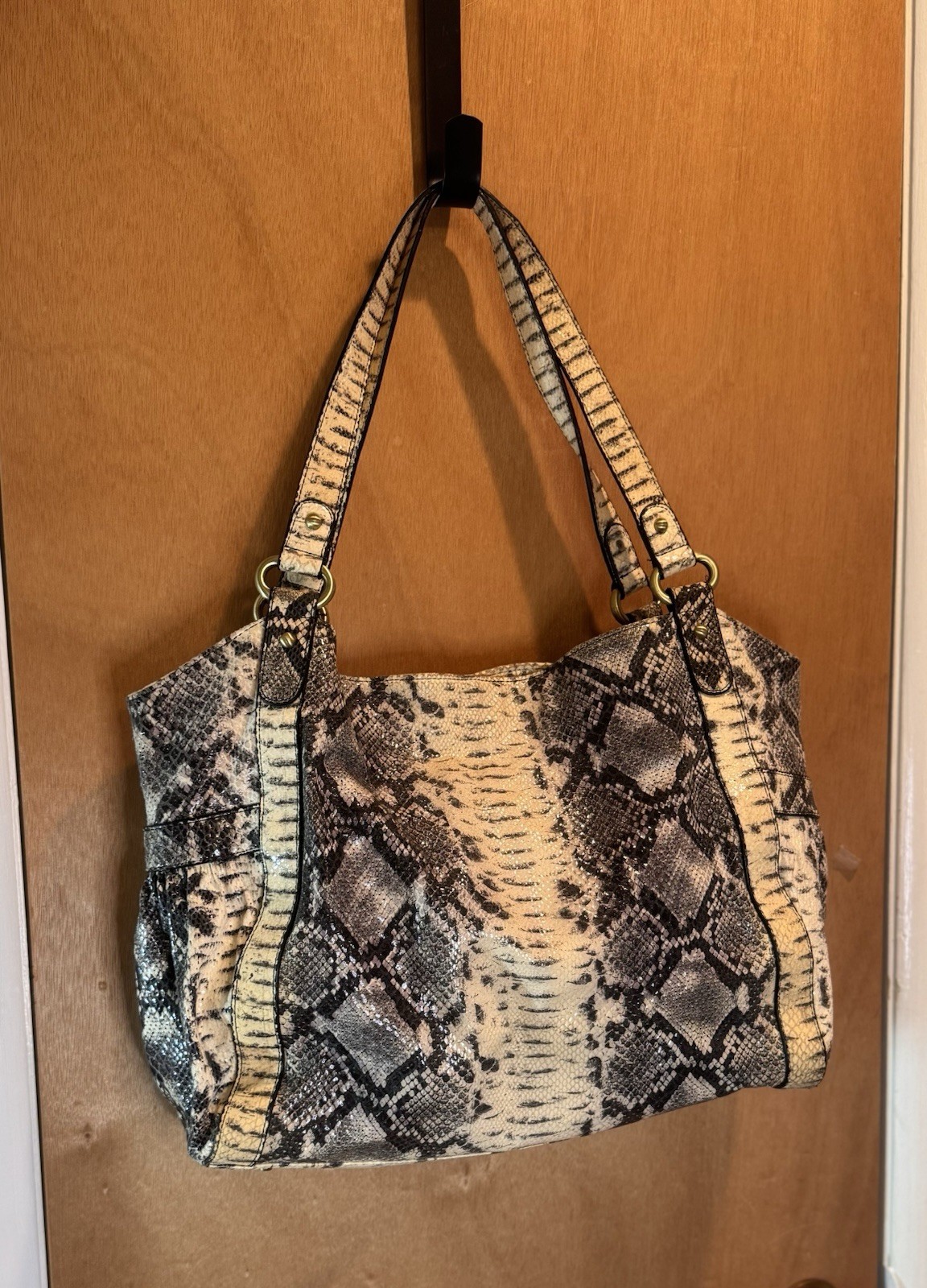 The Find Python Pattern Leather Large tote Handba… - image 1