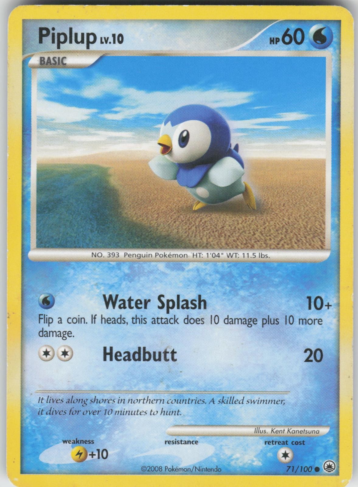 Piplup 71/100 Majestic Dawn Pokemon TCG Heavily Played