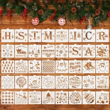 40 Pcs Christmas Cookie Stencils Reusable Holiday Baking Templates for Royal Ici