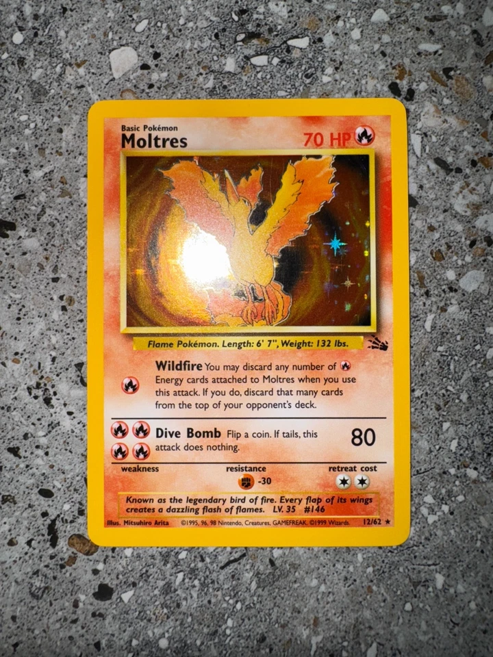 Pokemon TCG Cards Moltres 12/62 Fossil Holo Rare EXC-NM - Image 3 of 4