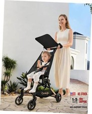 Black Travel Stroller for Airplane - Ultra Lightweight Baby Stroller