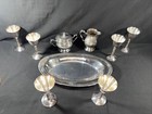 silver plate lot of serving dishes W. Goblets, Tray, Sugar Bowl & Creamer — photo 1
