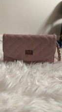 Pink Quilted Shoulder Bag Chain Strap Gold Hardware Turn Lock Designer Accent