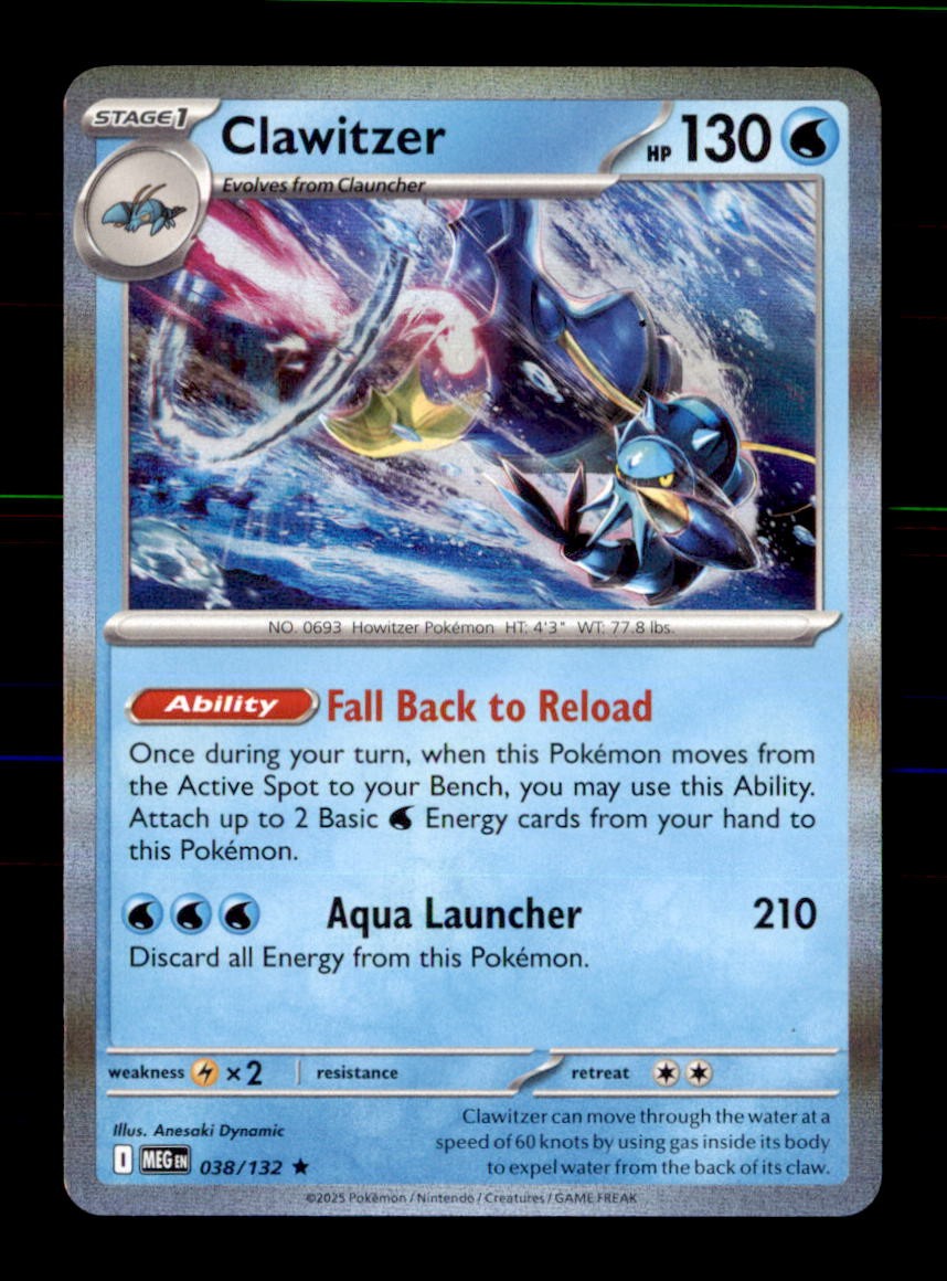 Clawitzer 038/132 Rare Mega Evolution Pokemon Holo Near Mint