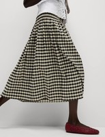 Marks & Spencer Womens Black Mix Cotton blend Midaxi A Line Checked Skirt - M&S