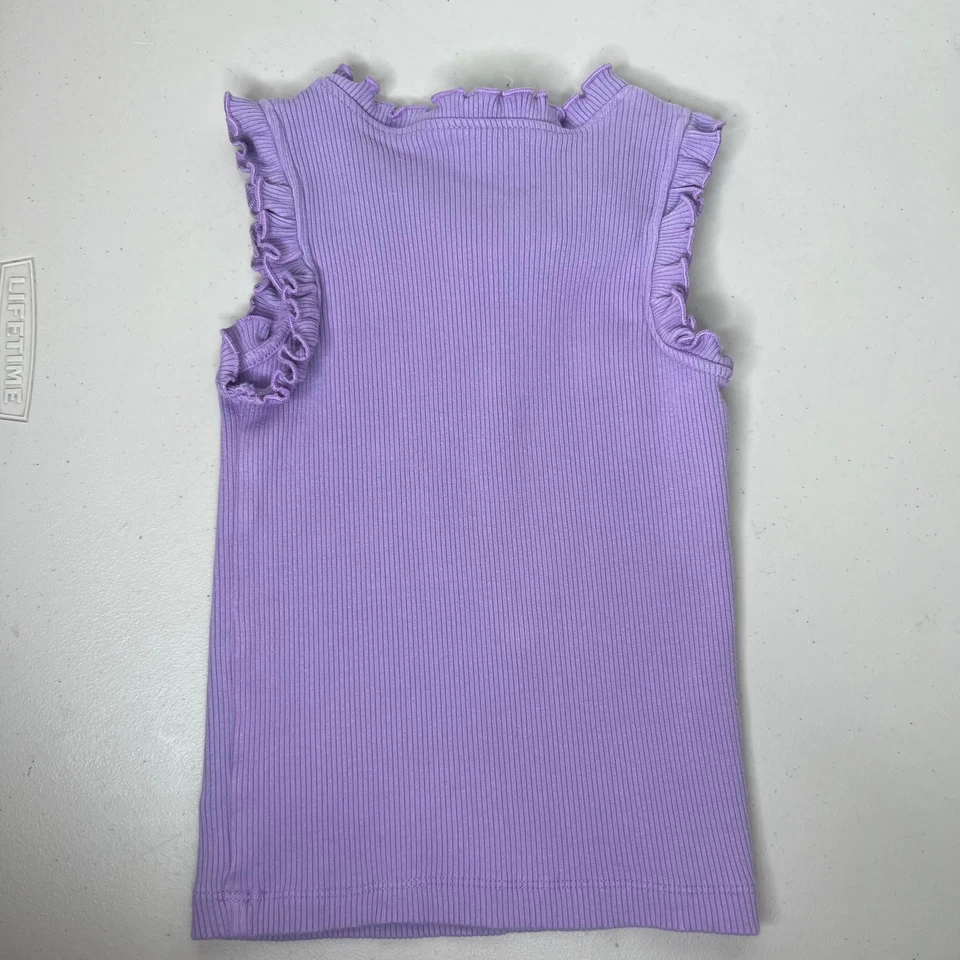 Pink Chicken Purple Ruffle Ribbed Tank Top Size 5Y - Image 4 of 4