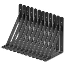12 Pack 8" x 6" Heavy Duty Aluminum Alloy Shelf Brackets Max Load 360 lbs Bla...