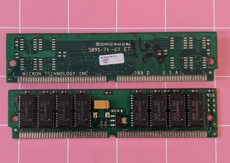 32MB 2x16MB EDO 60ns MICRON MT8D432M-6X 5.0V 72-pin Simm Ram Memory Kit DRAM - Image 3 of 4