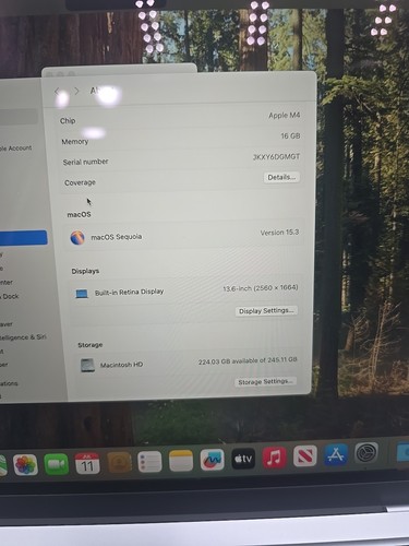 MacBook Air 13" M4 8-rdzeniowy procesor graficzny A3240 16gb ram 256gb ssd 2025 Open Box Sky Blue - Zdjęcie 2 z 8
