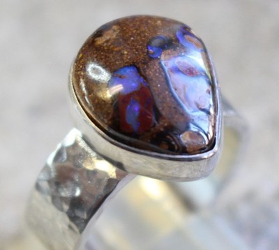 Boulder Opal - 8.4  Karat - 925er Silberring - Size: 19,4 / 61 mm