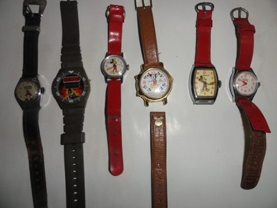 WRIST WATCHES lot 6 PC 4 MICKEY-1HOPALONG-1RAMBO