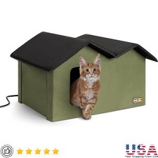 Heated Outdoor Cat House Weatherproof Insulated Multi-Use Shelter Cats