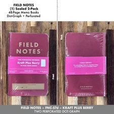 Field Notes Kraft Plus Berry, Set of 2 Perforated Dot Graph Memo Books – FNC-57d