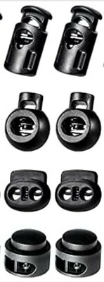 8 Pcs Plastic Cord Locks Single Double Hole Spring Stop Toggle Stoppers 4 Styles