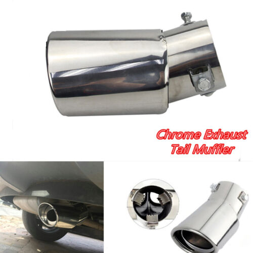 1x Car Universal Stainless Steel Exhaust Tail Throat Rear Muffler Tip Pipe Round - Afbeelding 1 van 11