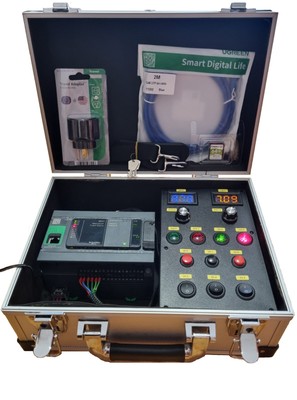 Schneider M241 (TM241CE24T) PLC trainer case with ANALOG & DIGITAL I/O SIMULATOR