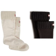 Hunter Womens Recycled Mini Cable Tall Socks Womens Boot Cream 5 - 11