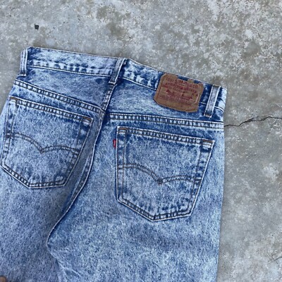 Vintage Levis 501 Jeans Blue Acid Stone Wash Button Fly Faded Made