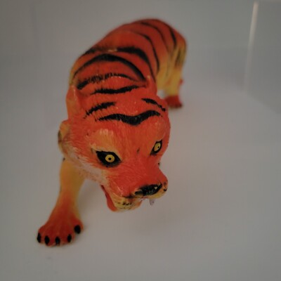 Anko Plastic Toy Bengal Tiger Orange & Black  Museum Souvenir Good Condition 11''