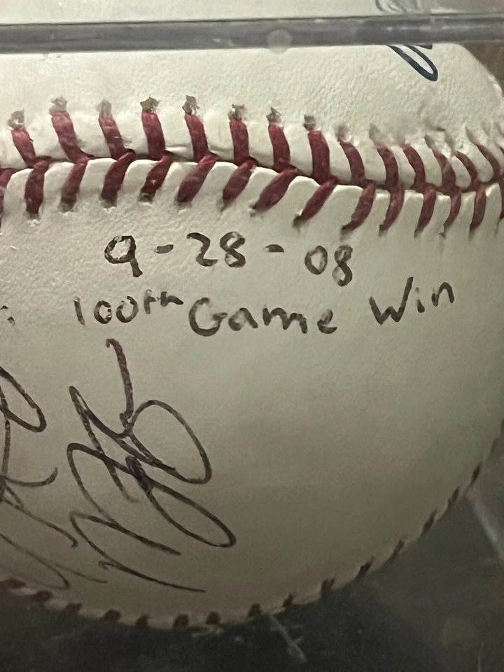 Jon Garland Signed 2008 Anaheim Angels 100th win. 09-28-08 in case Rawlings - Image 3 of 4