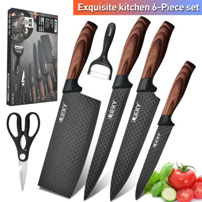 6 PCS Kitchen Knife Set Japanese Damascus Chef Knives Cleaver Set With Gift Box