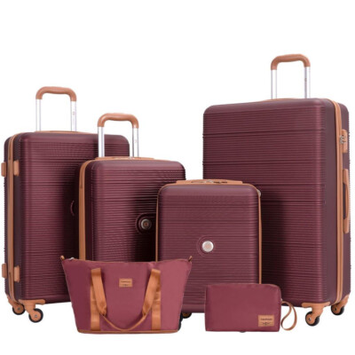Bari Gepäck Set, 6-teilig, 4 Koffer mit Rollen, Reisetasche, Rot
