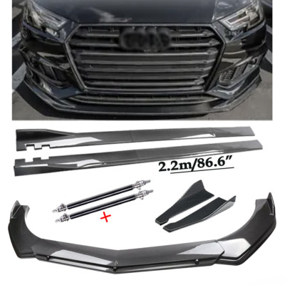 Carbon Fiber Front Bumper Lip Spoiler For AUDI A4 A5 A6 A7 S4 S5 Body Kits Side