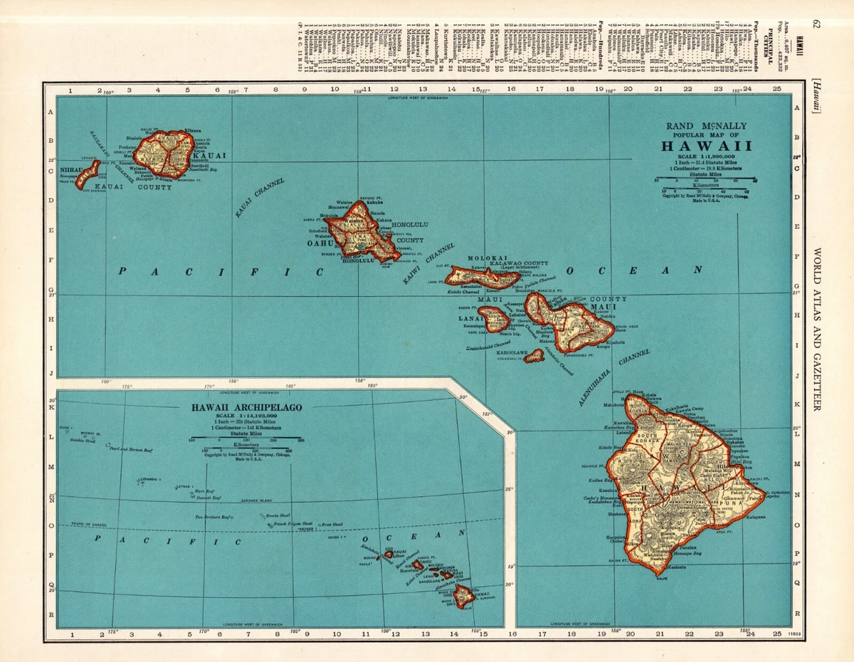 1960年代 ハワイ リネン スーベニアマップ 大判 ヴィンテージ USA Hawaii Antique North America Maps & Atlases 1940-1949 Date Range