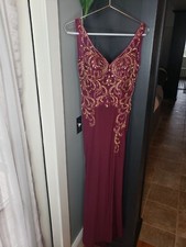Tiffany Designs beaded burgandy strap long Ball Gown Dress formal prom Size 6