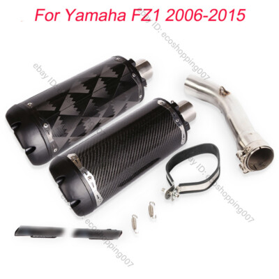 For Yamaha FZ1 2006-2015 Mid Exhaust Link Pipe Slip On 51mm Muffler Carbon Fiber