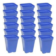 SUNPACK 3.3" x 3.3" Seed Starting Square Insert Pot, Blue, 4" (Pack of 18)