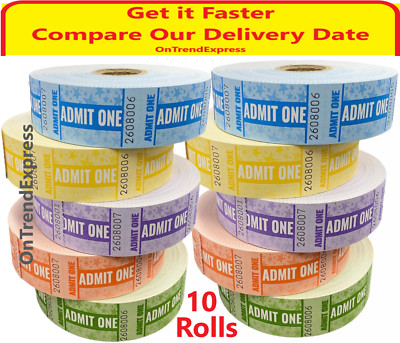 10,000 Admission Tickets Admit One - 10 x Rolls of 1000 Entry Ticket ...