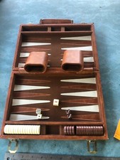 Vintage Padded Briefcase Style 8"x11" Backgammon Game Set